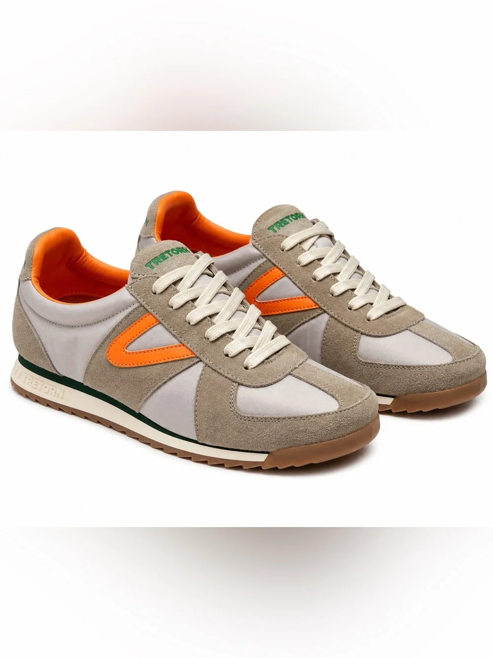 Tretorn Men’s Beige and Orange Retro Runner Sneakers
